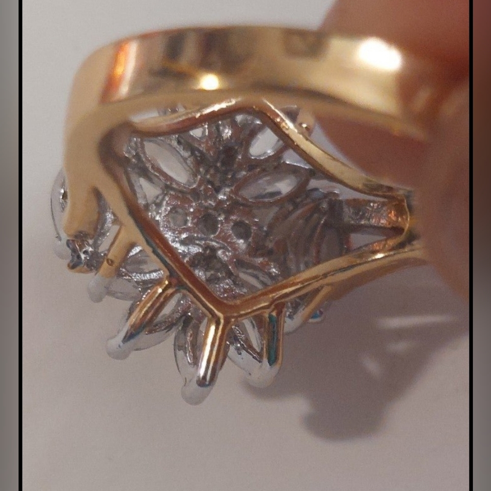 Size8 goldtone 14kge edco ring super sparkly rhinestones - Picture 10 of 13